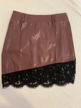 Лейси женска пола, от изкуствена кожа в стил мозайка Секси черна тясна изкуствена кожа Къс дамски бандажная пола 2021 Есенна градинска дамски дрехи