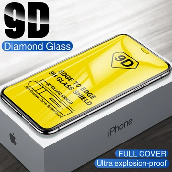 9D Защитно стъкло с пълно покритие за iPhone 11 12 Pro XS Max X XR Екран Протектор за iPhone 6 7 8 Plus SE 2020 Закалено Стъкло