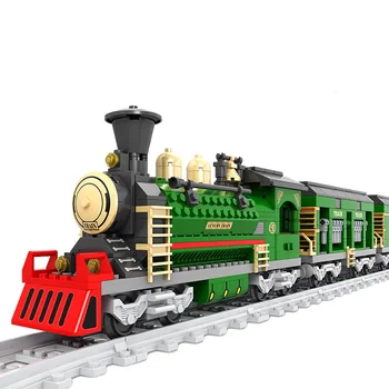 Детски Строителни блокчета за Сглобяване на Влаковете Модел на жп вагона на Градския влак Високотехнологичен Строителен Блок на Железопътните линии Тухли САМ Сглобяване на Играчки