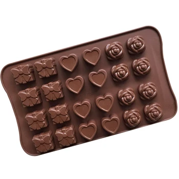 24 Кухина Розова Подарък Кутия Сърцето на Силиконовата Шоколад Форма за Желейного Пудинг Тава за кубчета лед Сапун Бонбони Десерт Инструменти за Украса на Печене
