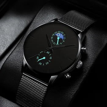 2022 Модни часовници Мъжки Бизнес часовници Луксозни Класически Черни Мрежести Колан от Неръждаема Стомана, Кварцов часовник Relogio Masculino