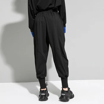 [ИАЛ] Високо еластична талия Черни Дълги зреещи за почивка Нови панталонът е прав Дамска мода Прилив на Пролет Есен 2022 1DE2053
