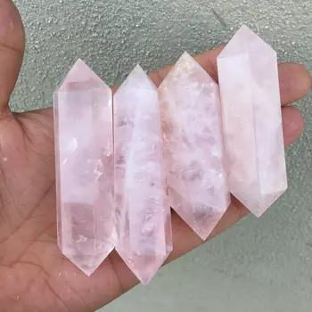 Красива розова кристален двойна колона с шипове натурална