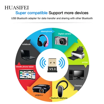 5.0 USB Bluetooth Адаптер 5.0 USB Адаптер за Ключ на Приемник Предавател aux Bluetooth адаптер за автомобил за лаптоп win10