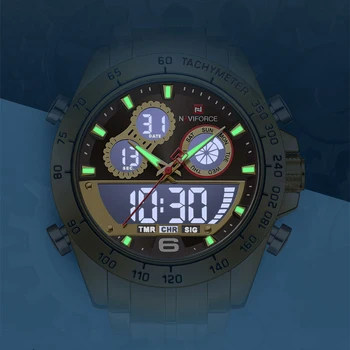 Мъжки часовник NAVIFORCE Най-добрата Марка на Луксозни Мъжки Кварцов Златни Часовници Мъжки Спортни Водоустойчив Мъжки Часовник Хронограф Мъжки Часовник