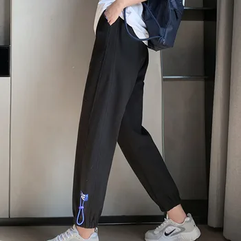 2022 Панталон с еластична талия Дамски сиви Дамски спортни панталони Основни панталони за почивка Черни спортни панталони с джоб на Панталон с принтом M-XXL