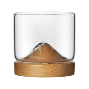 Креативен Дизайн на Айсберга на Дъното на чаша за уиски с приповдигнато основание от Ледено студена Планинска порода Чаша за уиски, Подарък чаша Чаша Чаша за вино