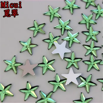 Micui 200 бр. 10 мм Петолъчна звезда Акрилни Кристали и Кристални Мъниста с плоска заден панел Обувки, Чанти и калъфи за Дрехи Занаят Украса ZZ615