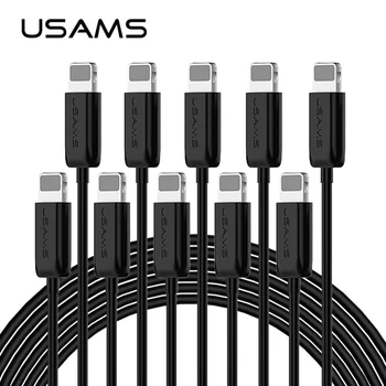 USAMS 10 бр. на 1 м 2A през Цялата Цветна Светкавица Тип C Micro USB Телефонен Кабел за iPhone Huawei Samsung Xiaomi iPad Синхронизация на данните