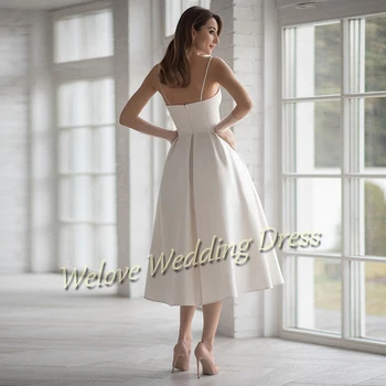 Просто кратко сватбена рокля трапецовидна форма, с квадратна яка, бяло, слонова Кост, Елегантни сватбени рокли Плюс Размер Robe De Mariée 2021 Нова