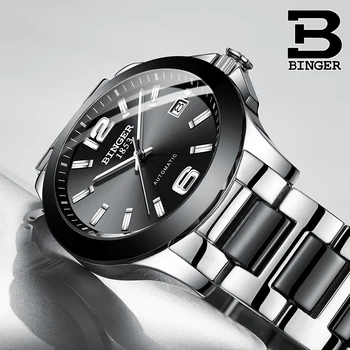 Швейцария луксозна марка BINGER Механични ръчни часовници Керамични дамски часовници за любителите на стила Водоустойчив BG-0358-3