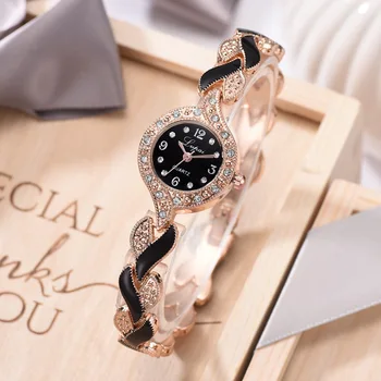 Нови ретро часовник-гривна женски луксозни кристални часовници с роклята часовници дамски модни ежедневни кварцов часовник