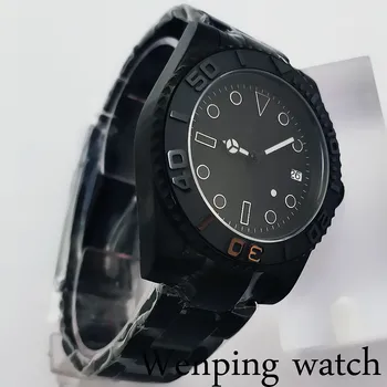 40 мм Мъжки Горната Луксозна ръчна Стерилен Сапфирен кристал Черен Корпус Керамичен bezel Механизъм NH35 Автоматични часовници за Поддръжка направи си САМ Лого