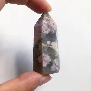 Натурален кристал градешки камък рубеллит турмалин кристален стълб шестоъгълен призма кула исцеляющий камък енергиен камък, кварц
