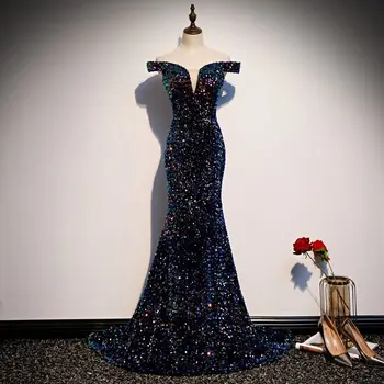 FADISTEE Нов прием на Вечерни рокли с пайети с открити рамене Vestido De Феста Елегантна рокля Русалка Robe De Soirée De Mariage