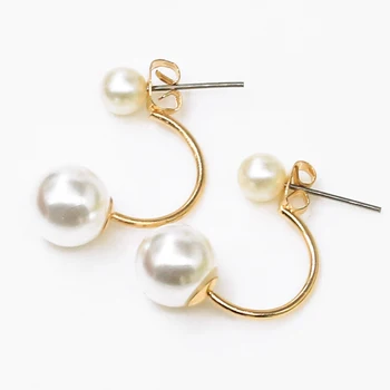 1 чифт перлата на обеци, Модни дамски перлени обеци-обеци скоба-обици Обици-карамфил Дамски официални аксесоари Подарък обеци Бижута