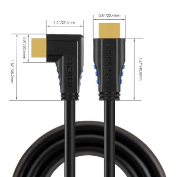 Кабел-удължител за Захранване HDMI Кабел Ляв Ъгъл 90 Градуса Вертикален Ляв Кабел HDMI 2.0 Кабел 3 метра/6 фута/10 метра/15 фута Черен