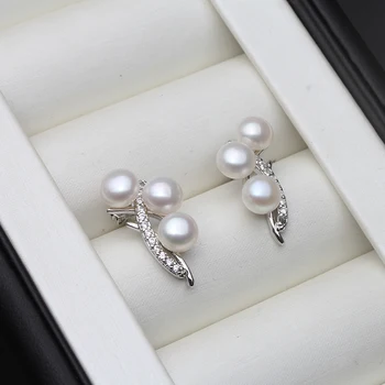 Тези Обеци-карамфил от сребро 925 проба За жени,Сватбени Обици с изкуствено сладководно естествени перли Подарък за годишнината