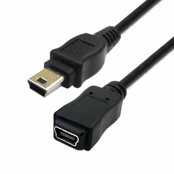 Мини USB 5-пинов конектор за свързване на зарядното устройство за синхронизация на данни Удлинительный кабел, приложим към устройствения секретаря на GPS-навигатору 0,5 м 1,5 метра/5 фута