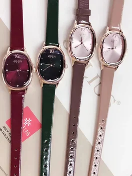 Сладки зелени Елегантни дамски часовници Japan Mov't Дамски Часовници Изискана мода Гривна от естествена кожа Подарък за момичета Скоростна Julius
