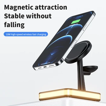 Магнитни Безжични Зарядни за iPhone 12 Pro Max Док-станция за бързо Зареждане за Притежателя на iWatch Скоба cargadores inalambricos