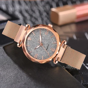 Rose gold Дамски часовници 2021 Най-добрата марка на Луксозни Магнитно Звездното Небе Дамски ръчни часовници Мрежести Дамски Часовници за совалка relogio feminino