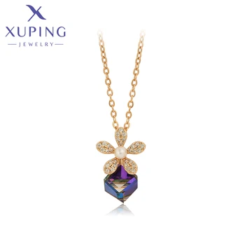 Xuping Модни Бижута Нов Прием на Квадратен Медальон Колие Crystal за Жени, Подарък за Момичета A00725598