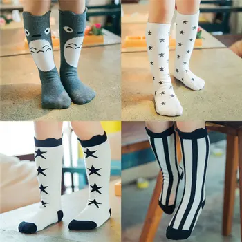1 Чифт Модни чорапи до средата на прасците 0-2 г. Детски чорапи памук Унисекс с анимационни лисици ръка Детски чорапи до коляното за момичета и момчета, за деца Меки чорапи