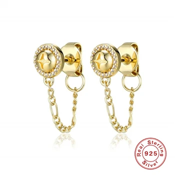 Kanner 925 Сребро Златен Цвят Crystal Мини Обеци-карамфил За жените Прости Асиметрични Сватбени Обици Бижута и Аксесоари
