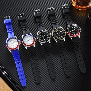 Класически кварцов мъжки часовник Японски механизъм, каишка от Каучук Военни армейските ръчен часовник Rotary bezel Водоустойчив мъжки часовник 2020 Relogio
