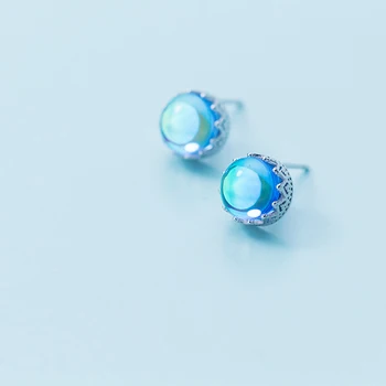 Колекция crown Colusiwei Обеци-карамфил от сребро 925 проба Gradient Blue Crystal Вселената Обеци-карамфил Дамска Мода Бижута