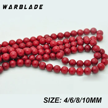 Мъниста от естествен камък-Червен корал Кръгли Свободни перли 4 мм, 6 мм, 8 мм, 10 мм за 