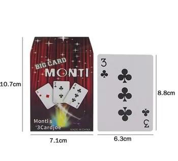 1 Бр 3 Карти Monte-Магическа Карта На Покер С Три Карти Monte-Card Трик Прости Класически Трикове За Големи Планове Магически Илюзии Магьосникът