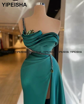 Рокли за бала Yipeisha 2021 Зелена Русалка Секси вечерна рокля с цепка Vestidos de Gala от мъниста Дълга вечерна рокля по поръчка