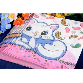 20 Нови дизайнерски салфетки за маса хартиена кърпа сладък любов към животните котка коте с принтом ноември хотел патри празничен декоративен храна