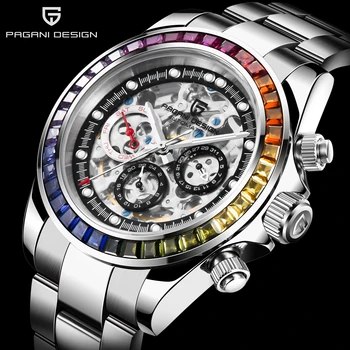 2021 Нов дизайн на PAGANI Дъгата bezel Мъжки механичен часовник Луксозни Автоматични часовници за мъже, Водоустойчиви часовници е от неръждаема стомана