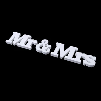 Сватбена Украса г-Н и г-жа Бели Дървени Букви Знак За Украса на Масата Любима Дропшиппинг