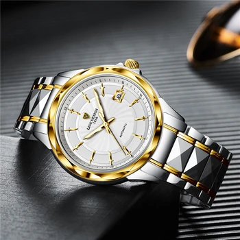 2022 нови автоматични механични часовници LIGE луксозни часовници от вольфрамовой стомана с показалеца във формата на меч на 50 м водоустойчивост бизнес мъжки часовник