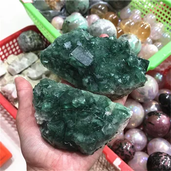 1бр Натурален зелен проба на минерала флуорит клъстер проби минерални кристали, Камъни и кристали crystal Исцеляющий