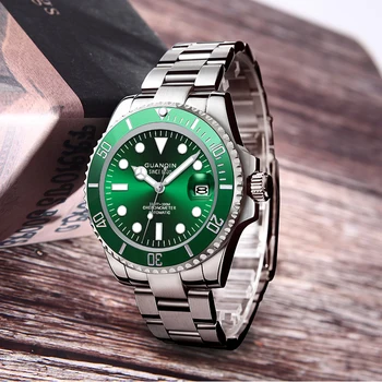 2021 Нов GUANQIN 41 мм мъжки механични часовници на най-добрата марка на луксозни автоматични часовници за мъже неръждаема стомана NH35 сапфирен кристал
