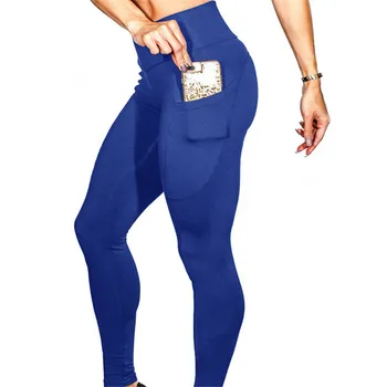 Джобни гамаши женски обикновен панталон с висока еластична гумена лента в областта на бедрата и висока талия дамски гамаши Сив черен син бордо панталони по щиколотку