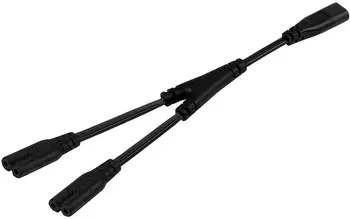 IEC 320 C8 - Двойна Разъемный захранващия кабел C7 Y, 18 AWG Фигура 8 От мъжете до двойно жена 1 в 2 От захранващия кабел за променлив ток