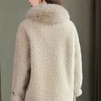 Палто от изкуствена гранулирана овче кожа за прически Жени 2021 Нова зимна овче кадифе и кожа универсална връхни дрехи в западен стил Дамски яке