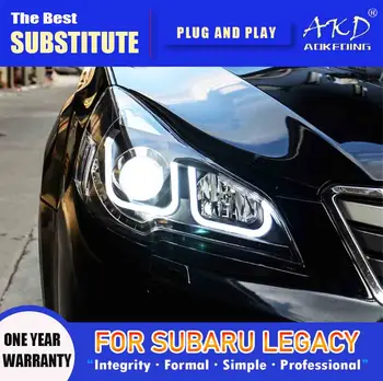 Главоболие лампа AKD за Subaru Legacy LED Светлини 2010-2016 Фарове Outback DRL мигач Далечен бой Светлина Проектор Angel Eye