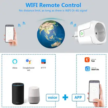 Aubess Sasha Smart Plug Изход Wi-Fi Изход ЕС 16A Време на Свързване Безжична Гласово Управление Работи С Приложение на Алекса Google Home Smart Life