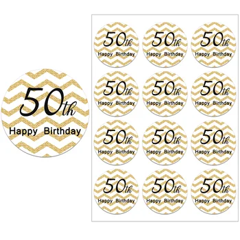 Честит Рожден Ден на 50-годишнината на Декор от Стикери за Украса за партита Децата на Възрастни Честване на 50-годишнината от Печат на Етикети Златен Стикер