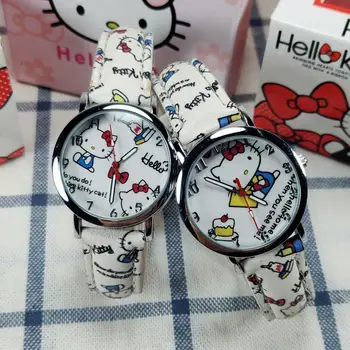 Бели часовници за момичета детски часовник с висококачествена каишка от кожа с принтом Кварцови часовници за деца за момичета и момчета KT аксесоари ръчен часовник Relogio