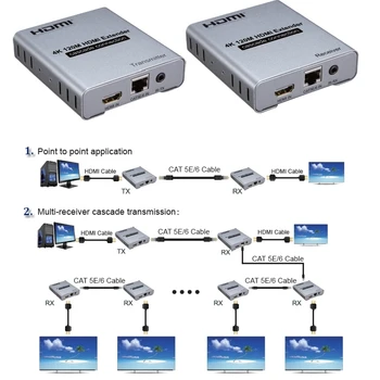 4K 120 М HDMI кабел за Удължаване Каскадно Свързване На CAT5e CAT6 RJ-45 Ethernet LAN Мрежов Кабел, Удължител Сплитер Предавател Приемник
