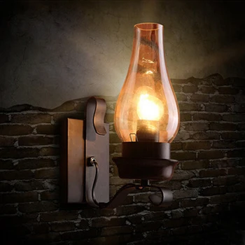Ретро Начало, с монтиран на стената Лампа Креативна Трапезария Стъклена Лампа за Стълбата в Спалнята(Крушки В Комплект Не са Включени)