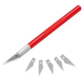 Нескользящий Метален Нож Скалпел Набор от Инструменти, режещи инструменти за Гравиране Занаятчийски ножчета+5 бр. Ножове Мобилен телефон ПХБ направи си САМ Ремонт